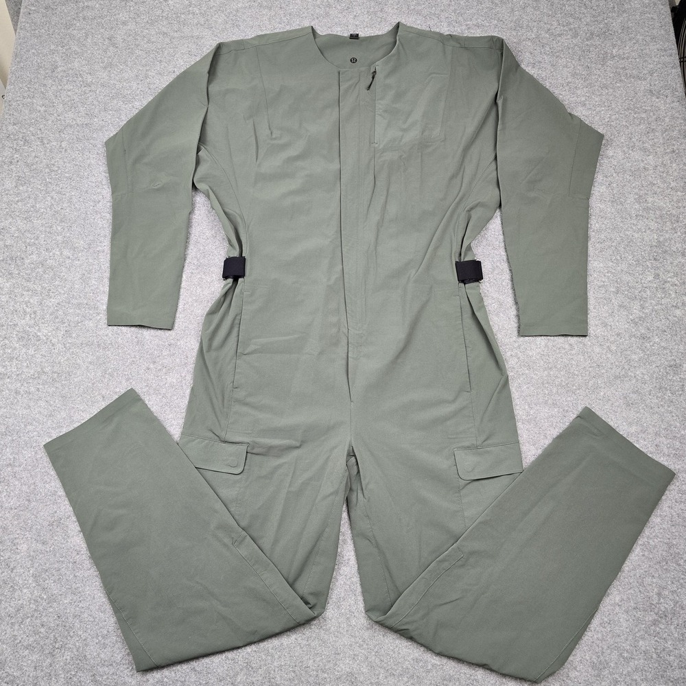 Lululemon Jumpsuit Mens Medium Green‎ Lab Utility Cargo Coveralls Long Sleeve